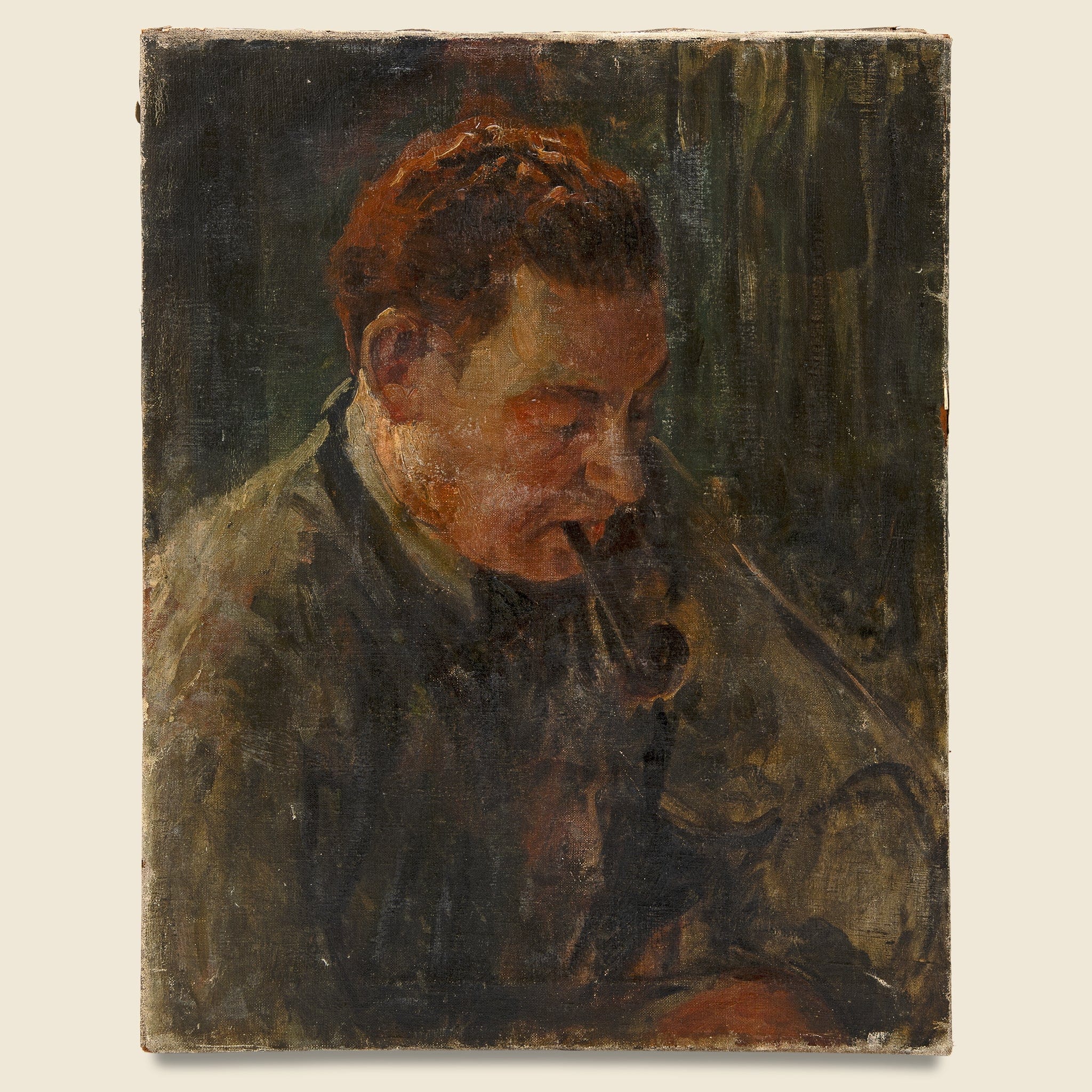 Vintage Oil Painting Man Smoking
