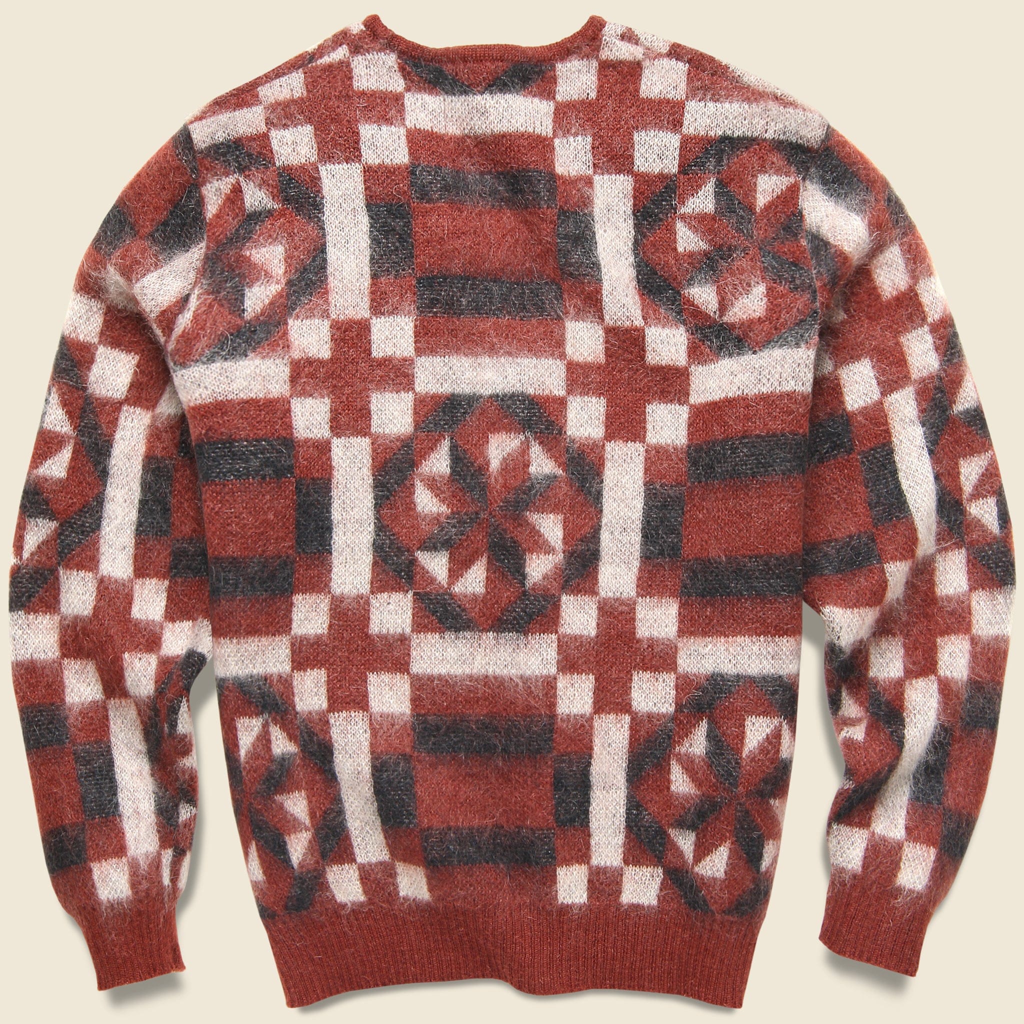 Vintage Quilt Mohair Cardigan - Red - Image 2