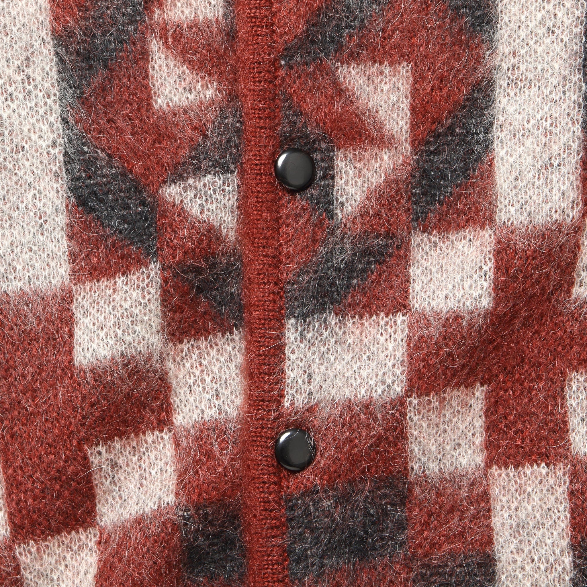 Vintage Quilt Mohair Cardigan - Red - Image 3