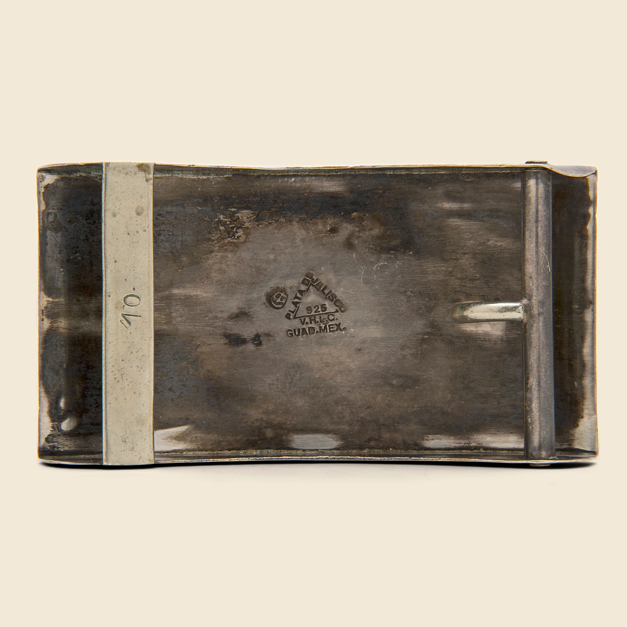 Longhorn Belt Buckle with Abalone Inlay - Silver - Image 2