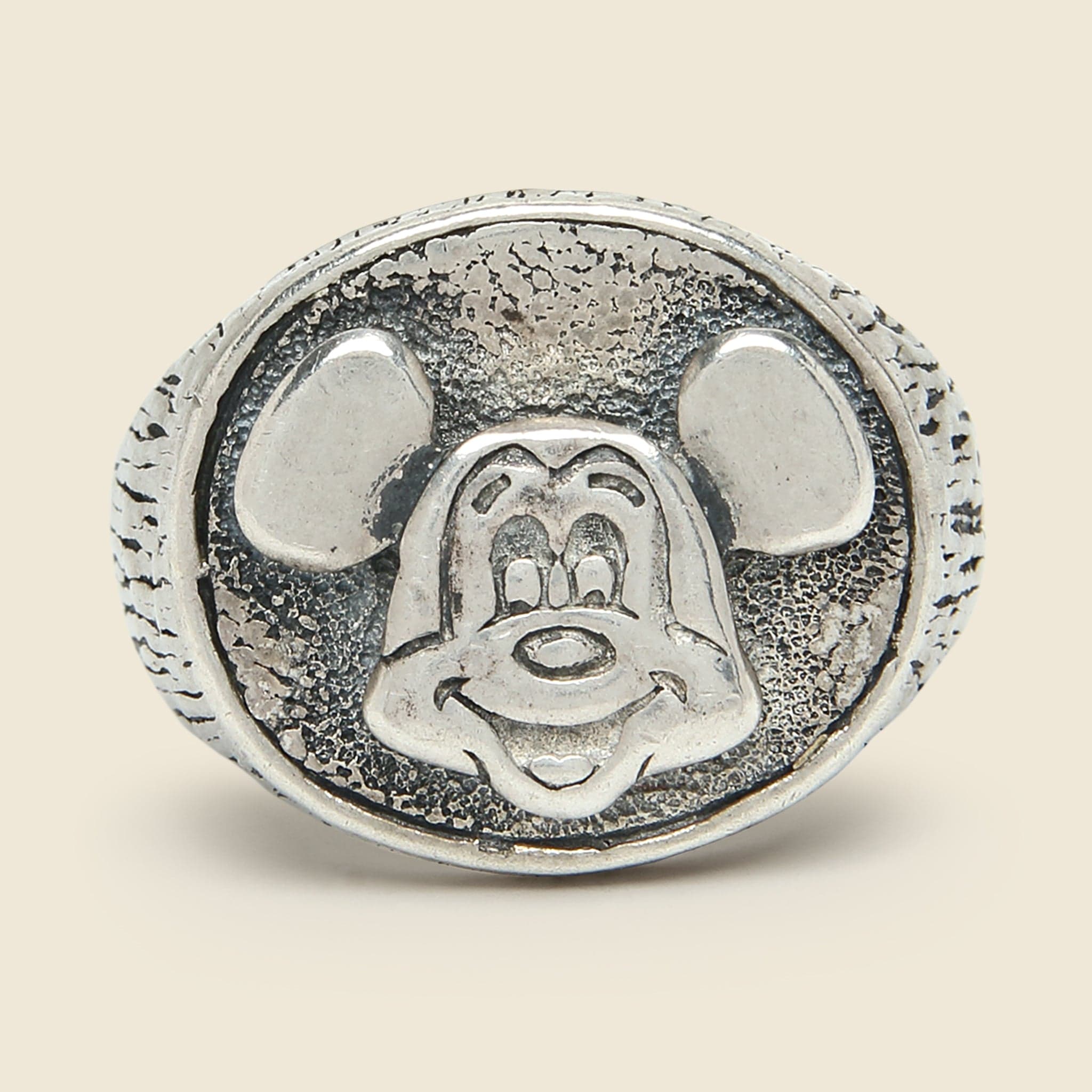 Vintage Sterling Mickey Signet Ring - Image 2