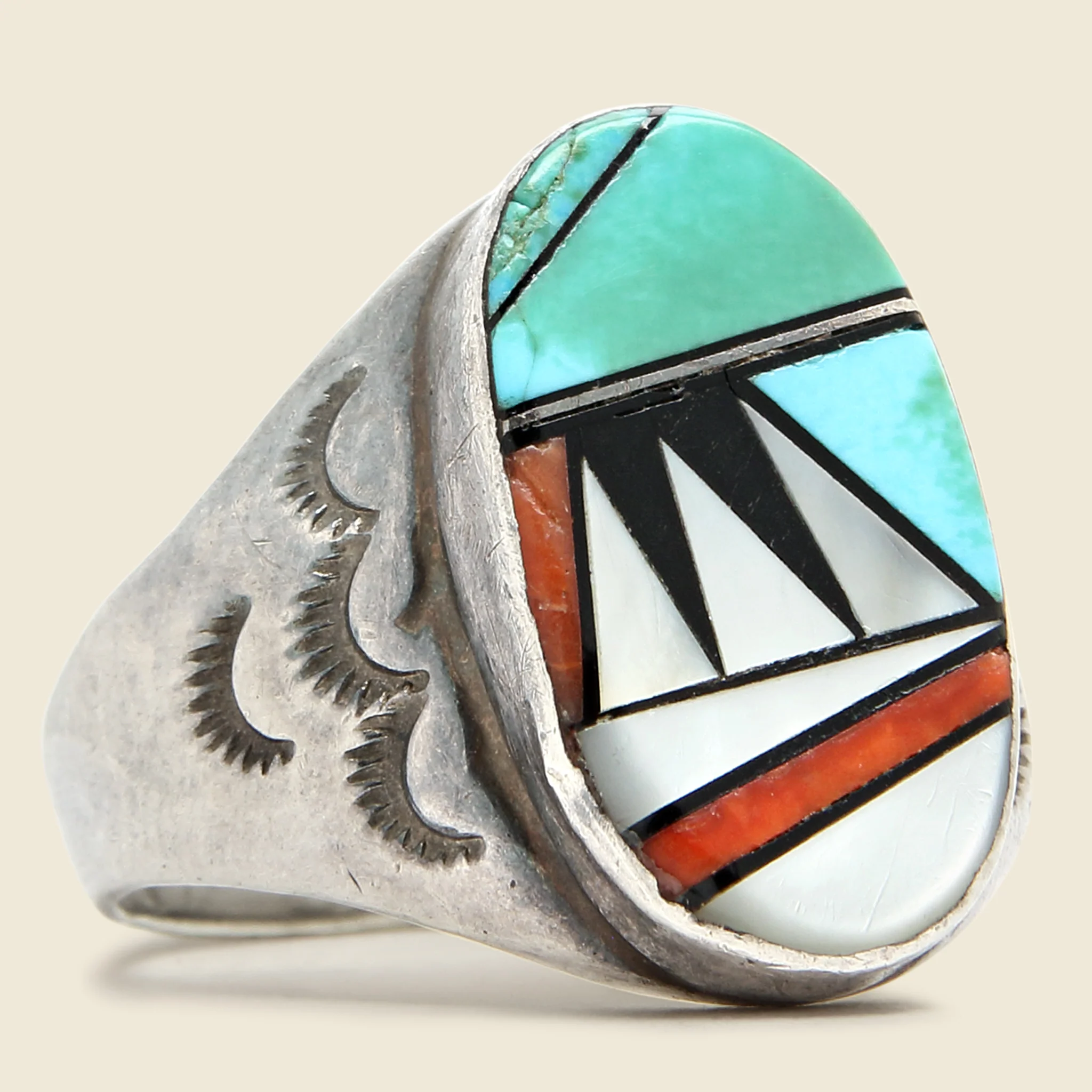 Vintage Sterling Zuni Inlay Ring