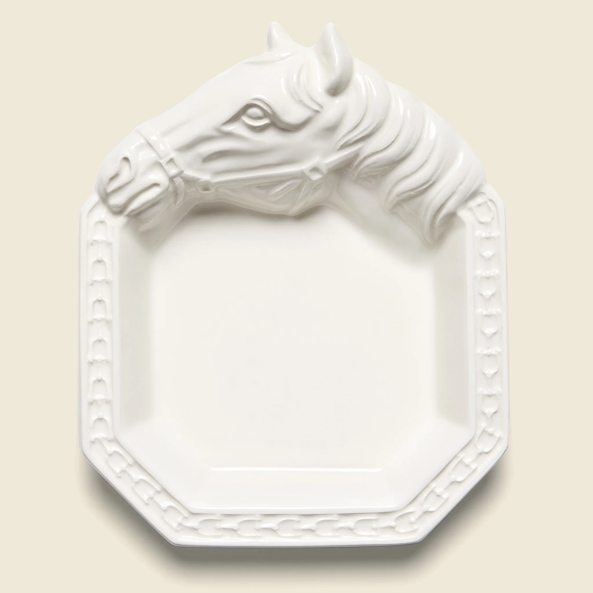 Porcelain Horse Catch All - White