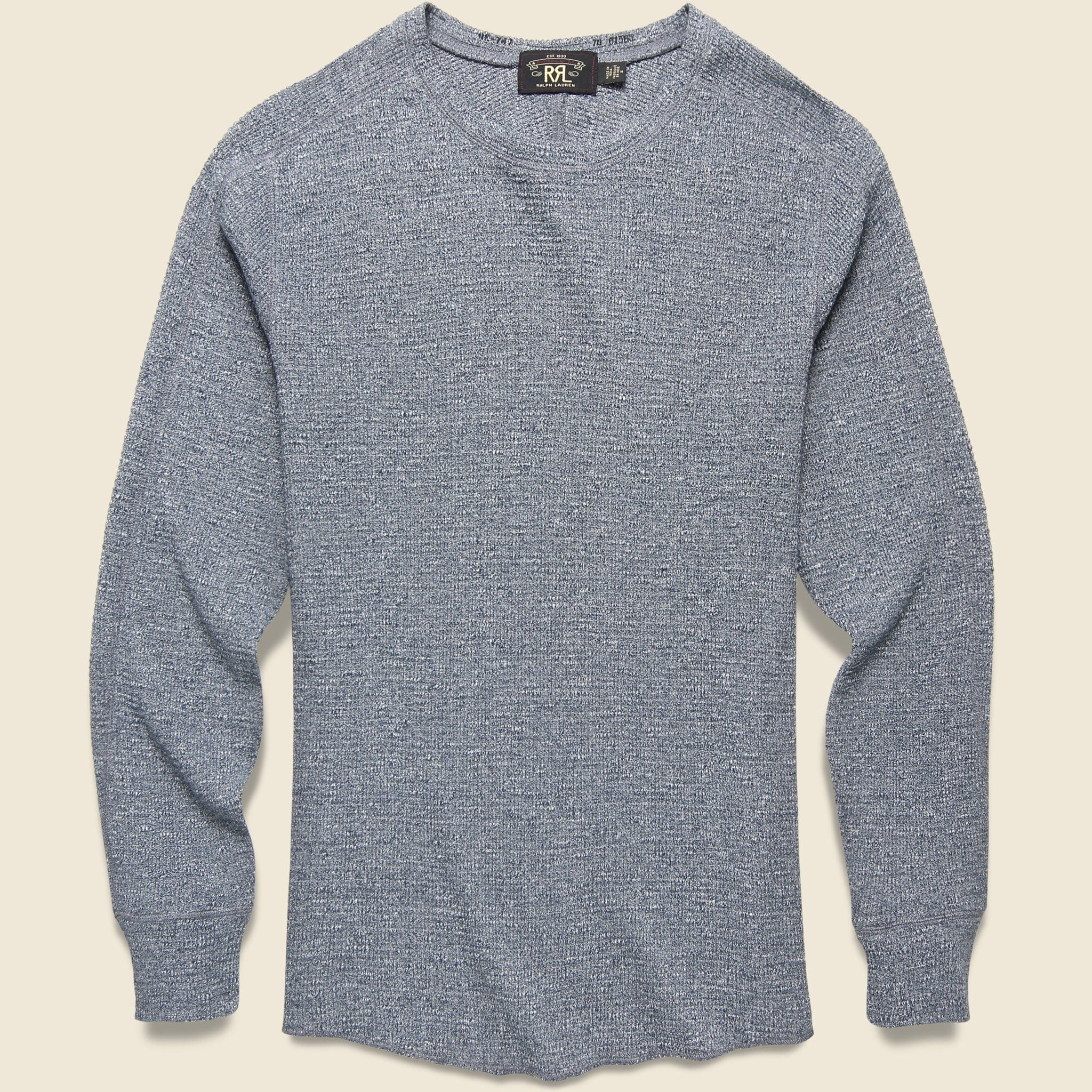 Waffle Crewneck Shirt - Blue Heather