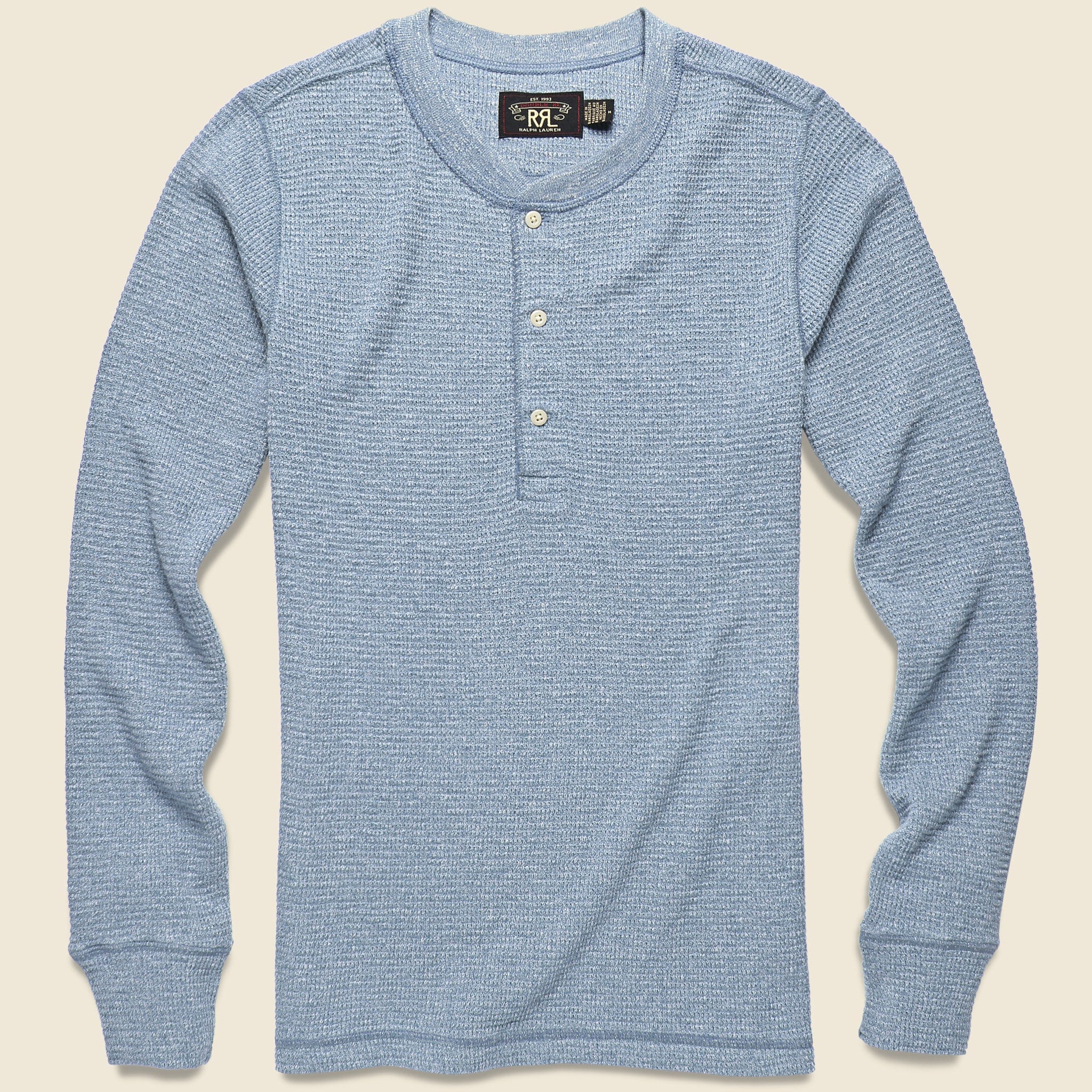 Waffle Henley - Blue Heather