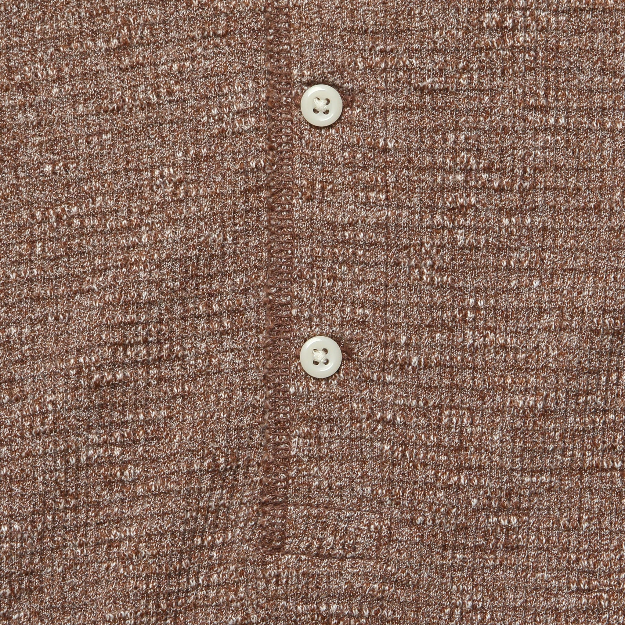 Waffle-Knit Henley - Brown Heather - Image 3