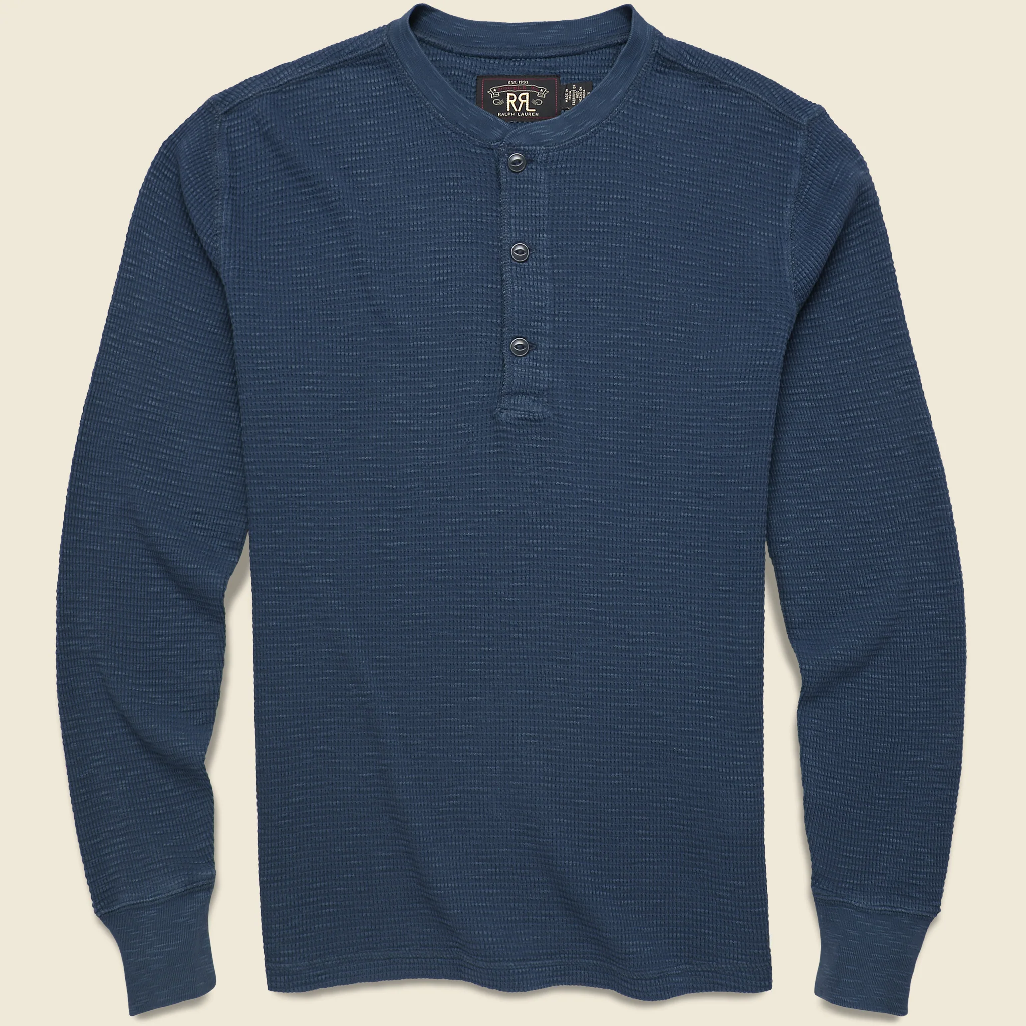 Waffle Knit Henley - Navy Heather