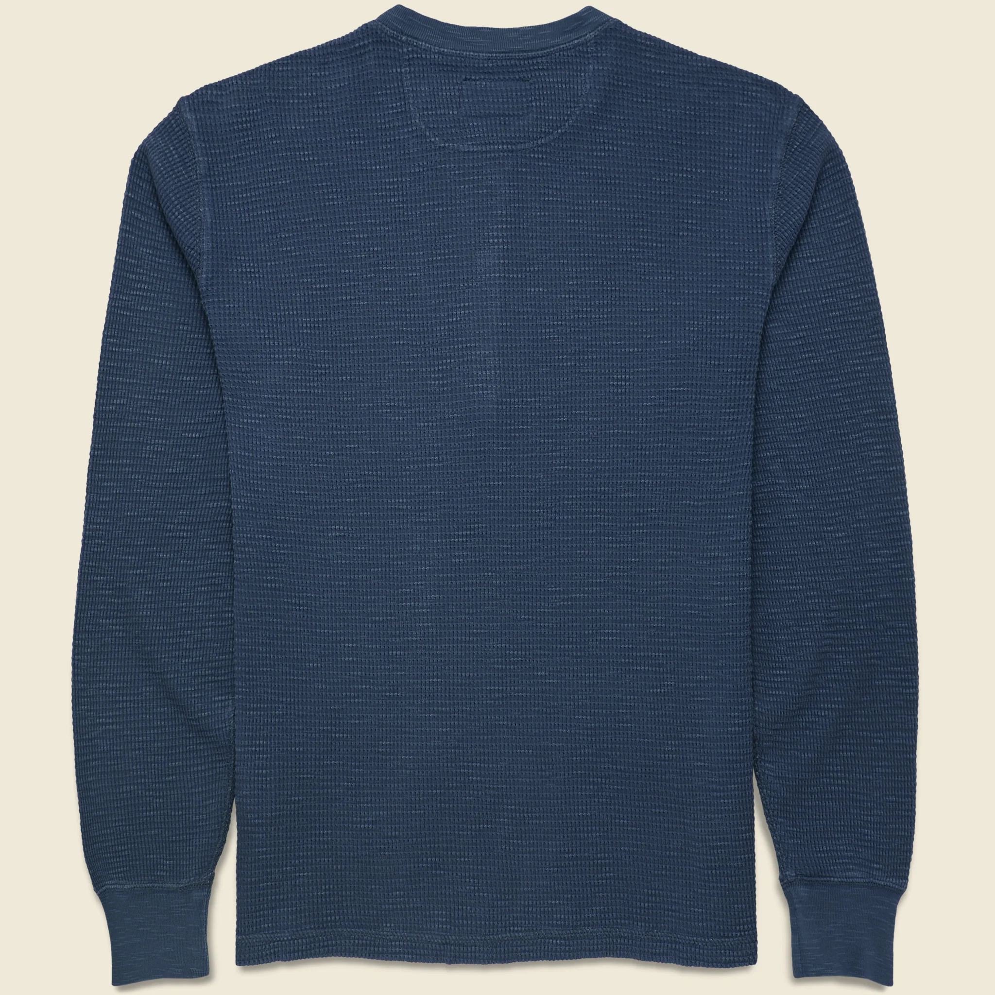 Waffle Knit Henley - Navy Heather - Image 2