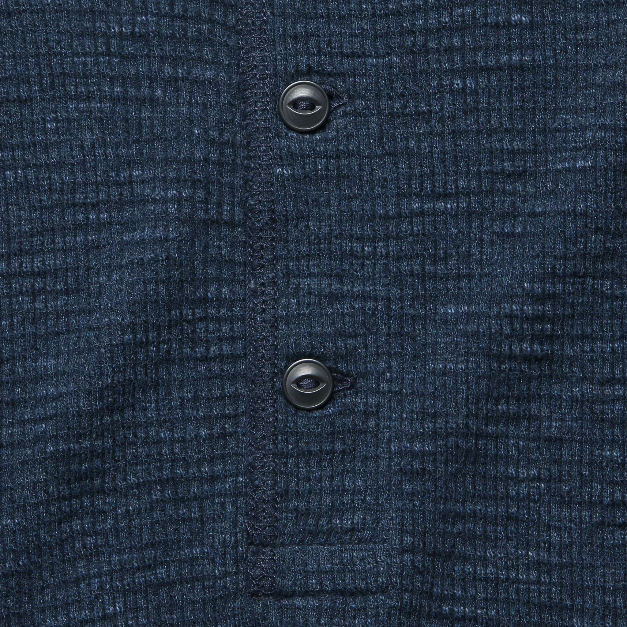 Waffle Knit Henley - Navy Heather - Image 3