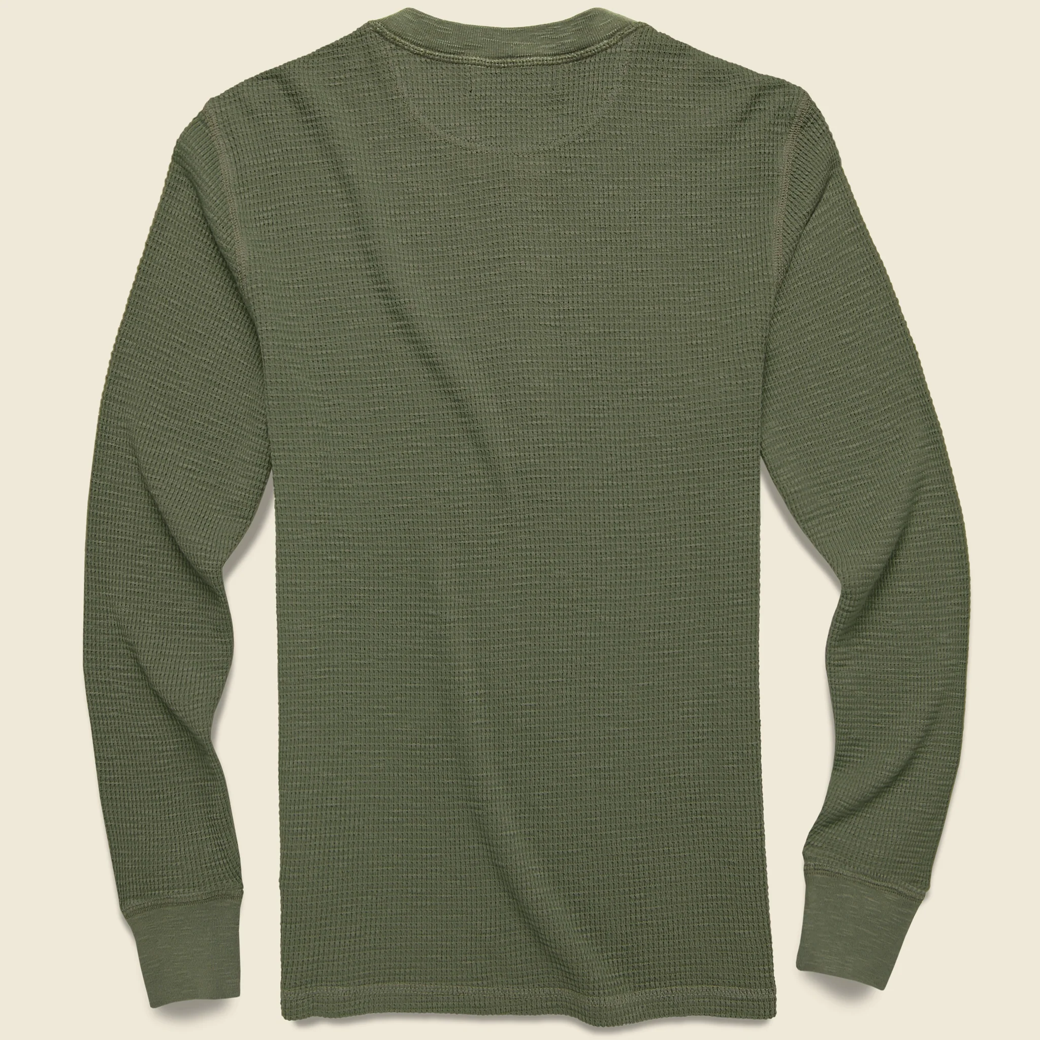 Waffle-Knit Henley - Olive - Image 2
