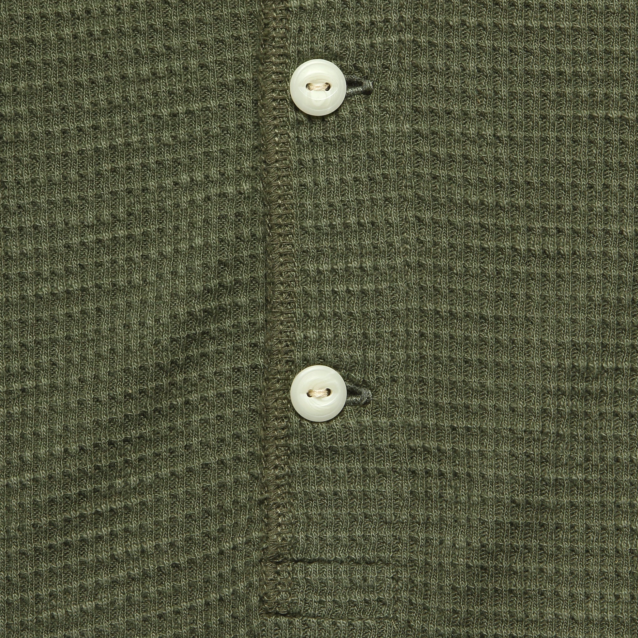 Waffle-Knit Henley - Olive - Image 3