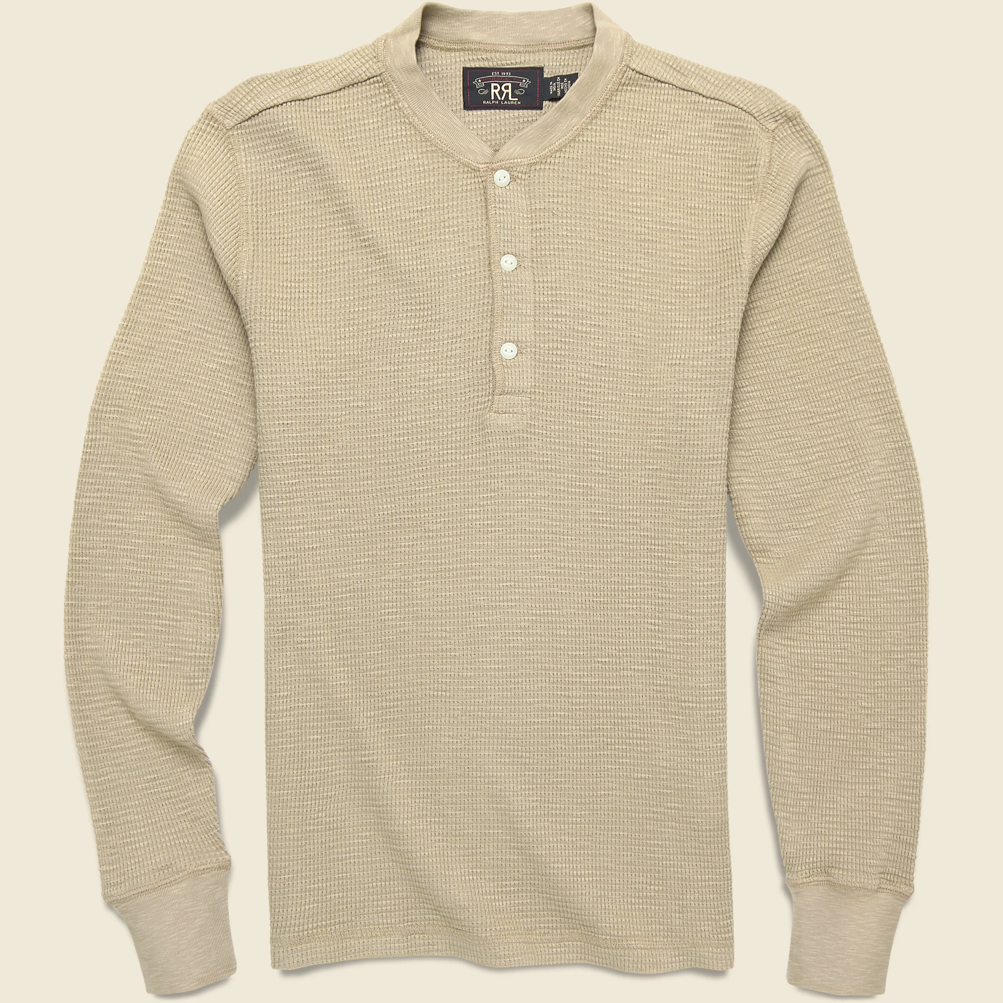 Waffle Knit Henley - Spring Beige