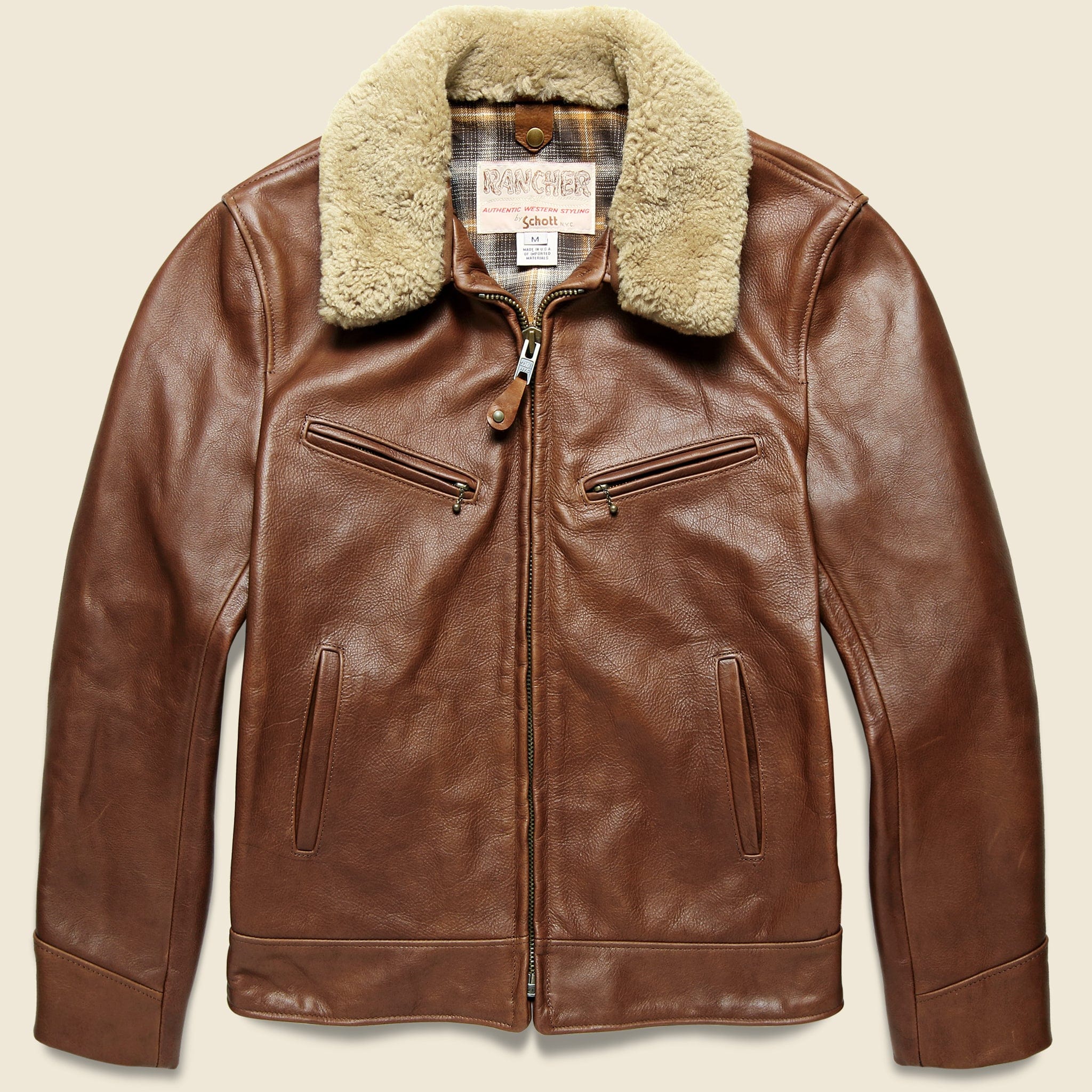 Waxy Antique Cowhide Moto Jacket - Luggage