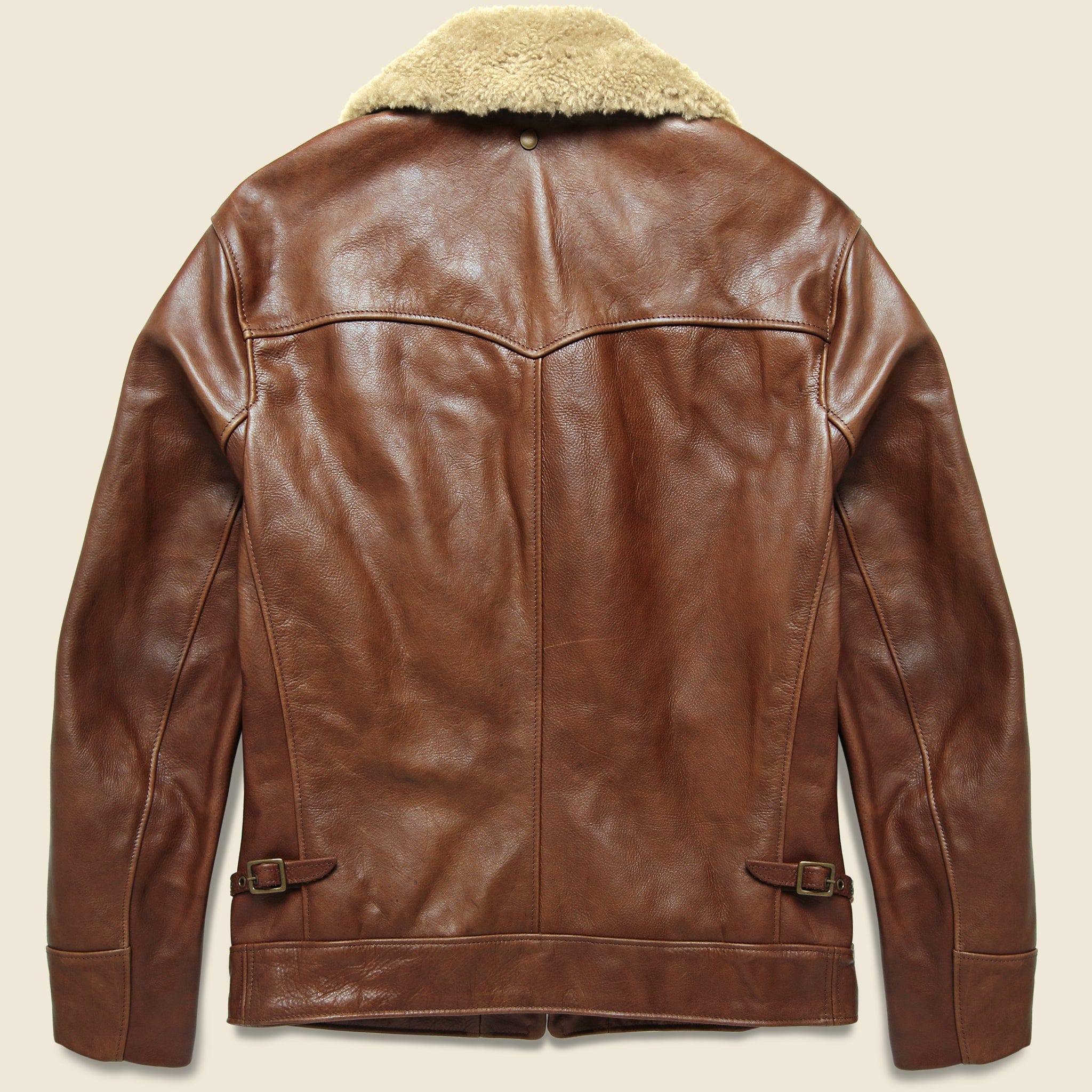 Waxy Antique Cowhide Moto Jacket - Luggage - Image 2
