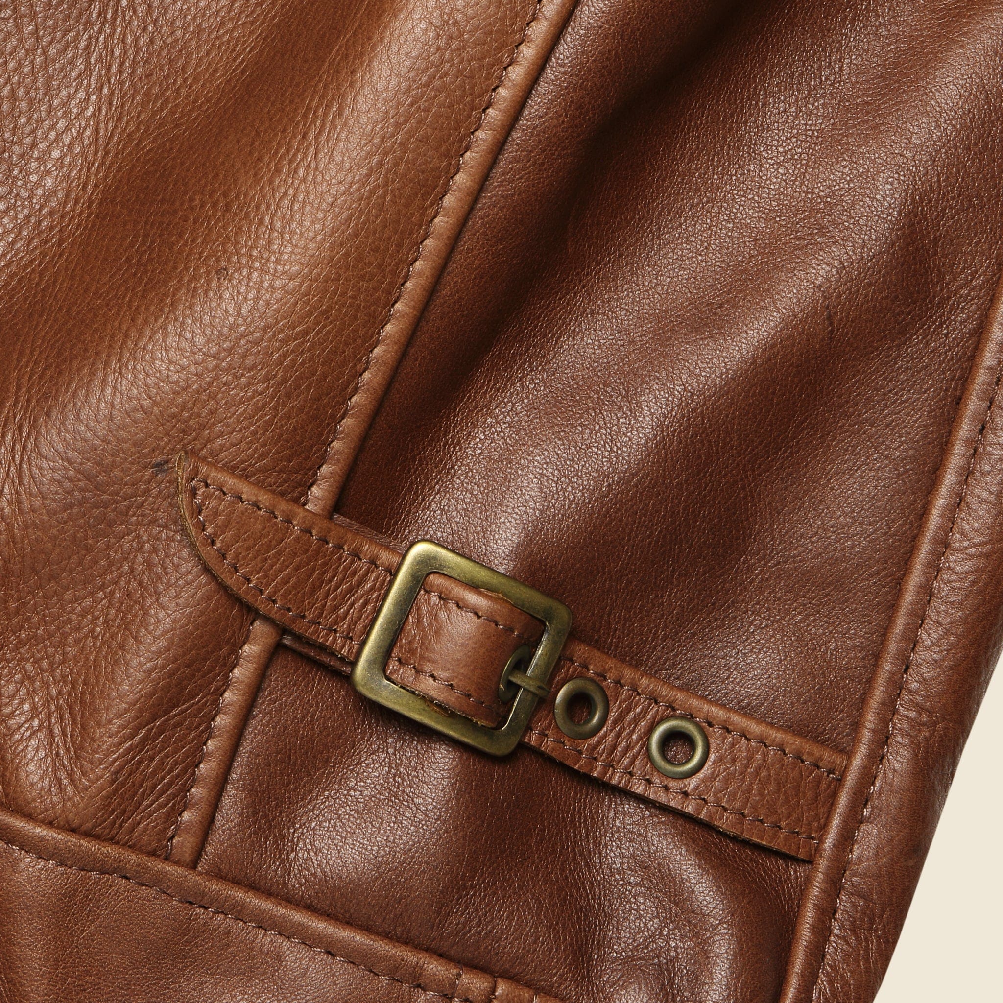 Waxy Antique Cowhide Moto Jacket - Luggage - Image 5