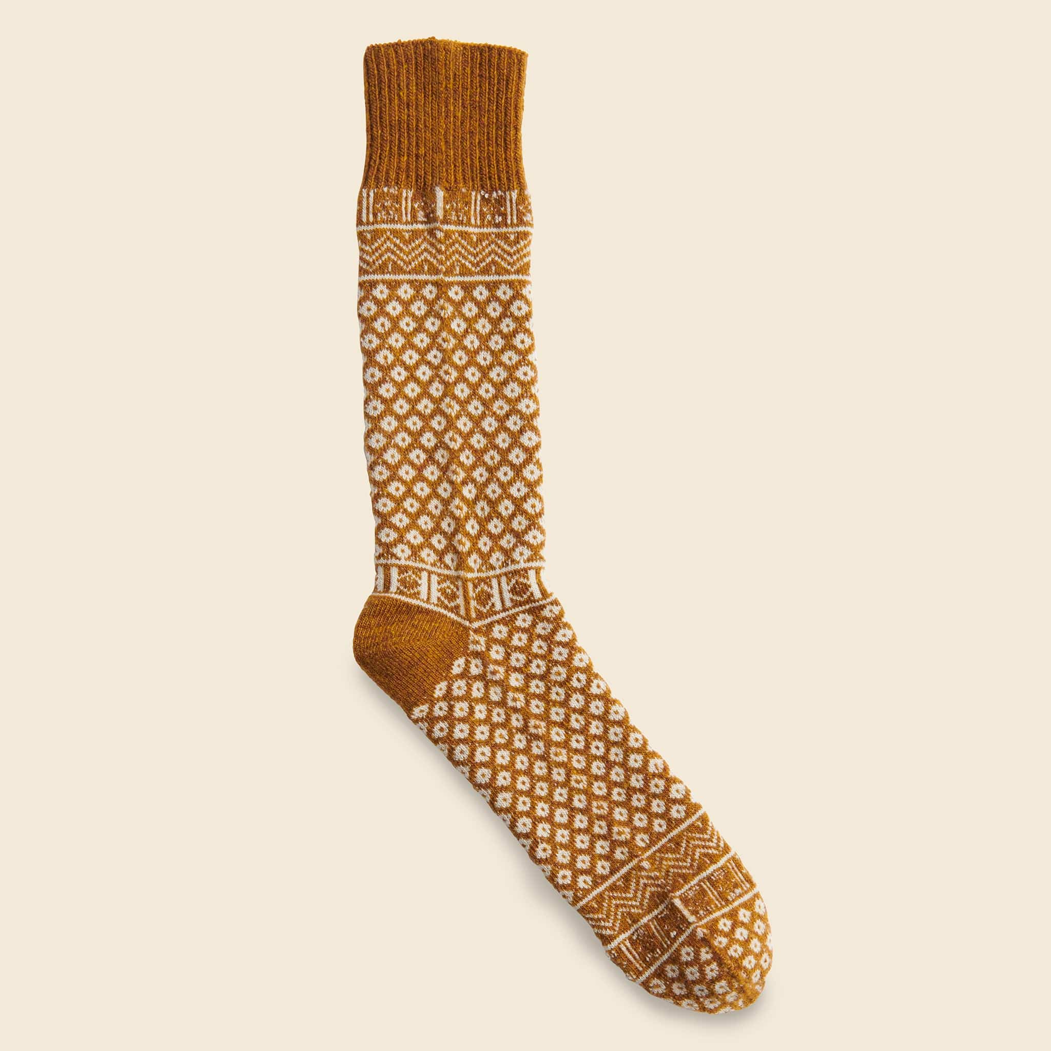 WG Pattern Crew Sock - Mustard