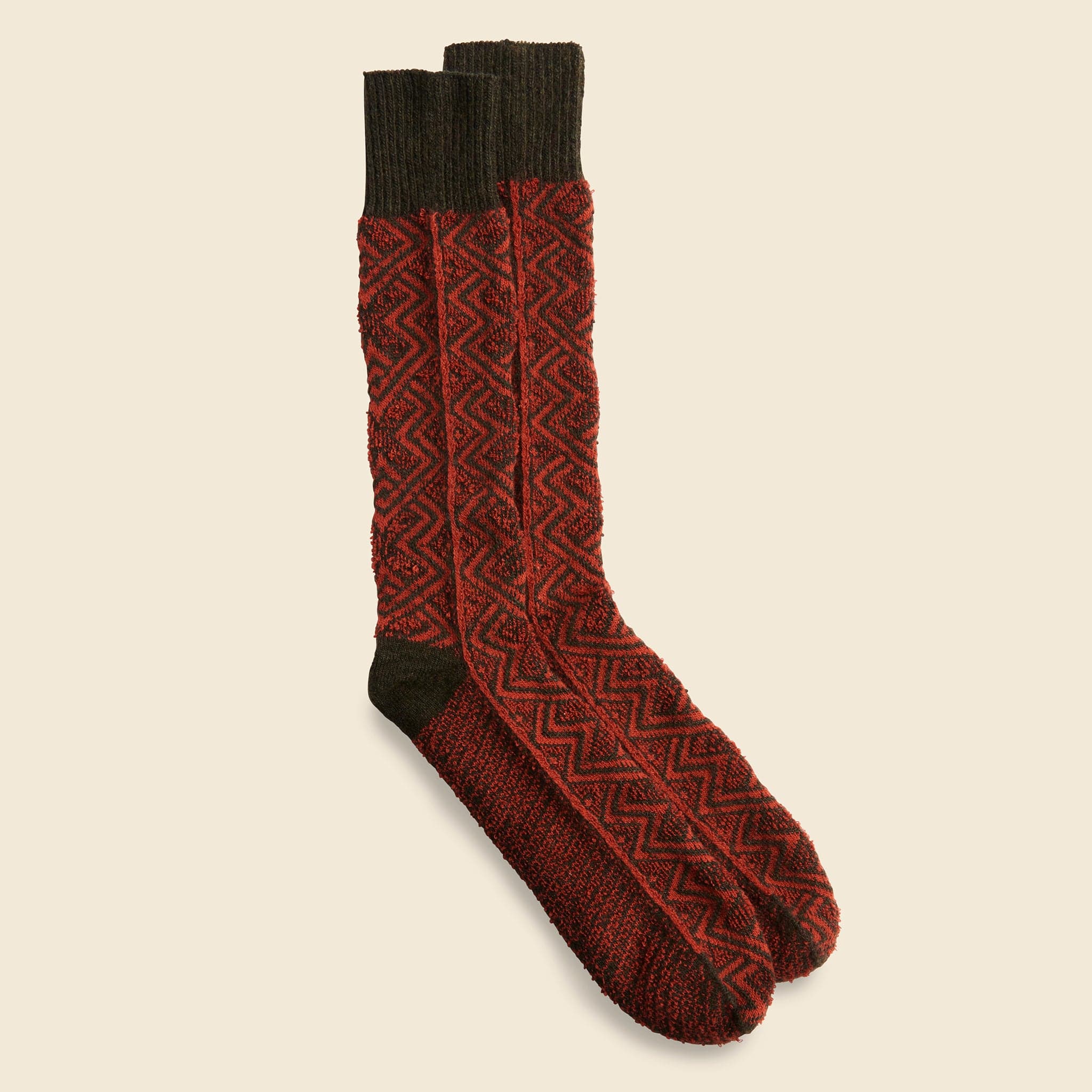 WG Pattern Crew Sock - Olive