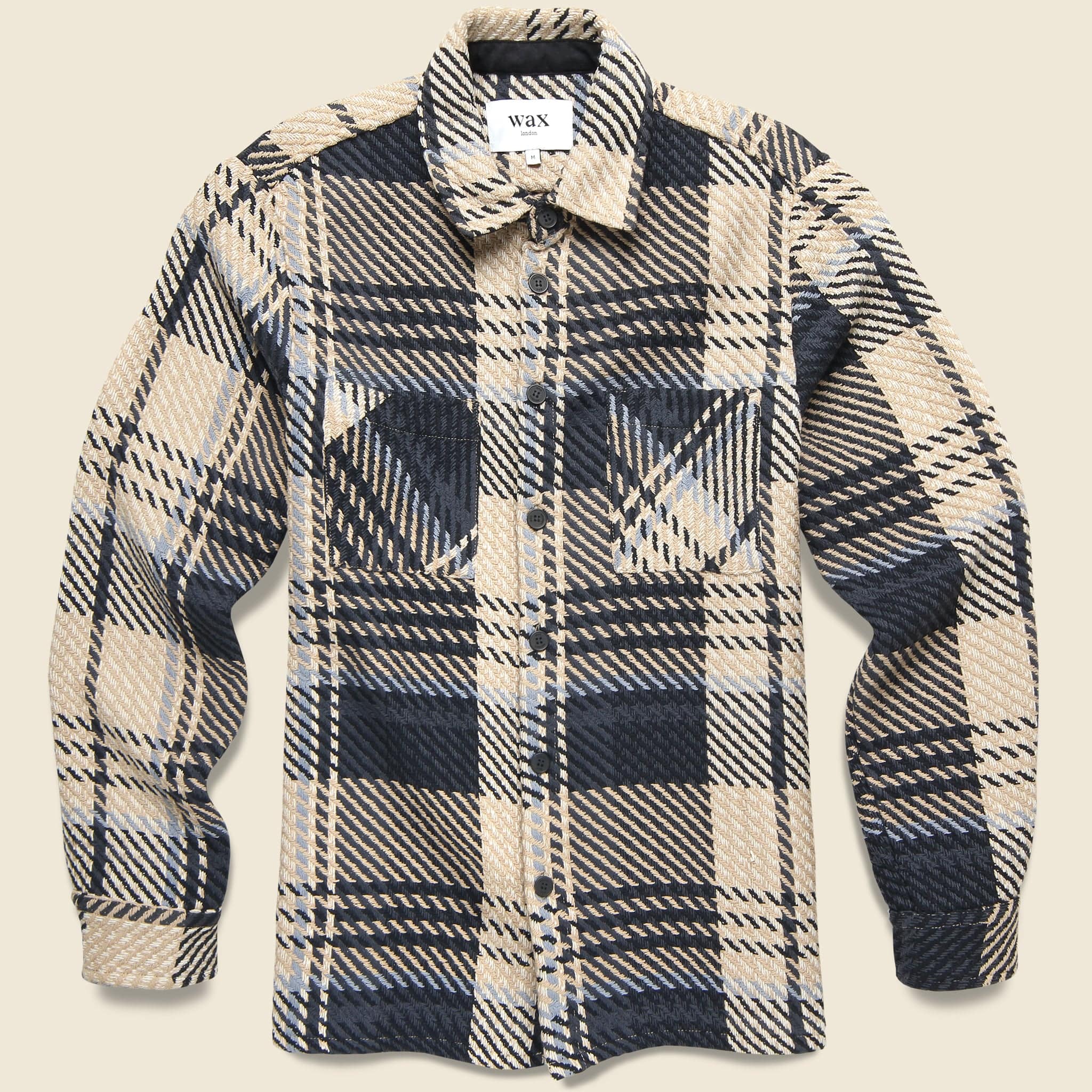 Whiting Overshirt - Black/Ecru Spear Check