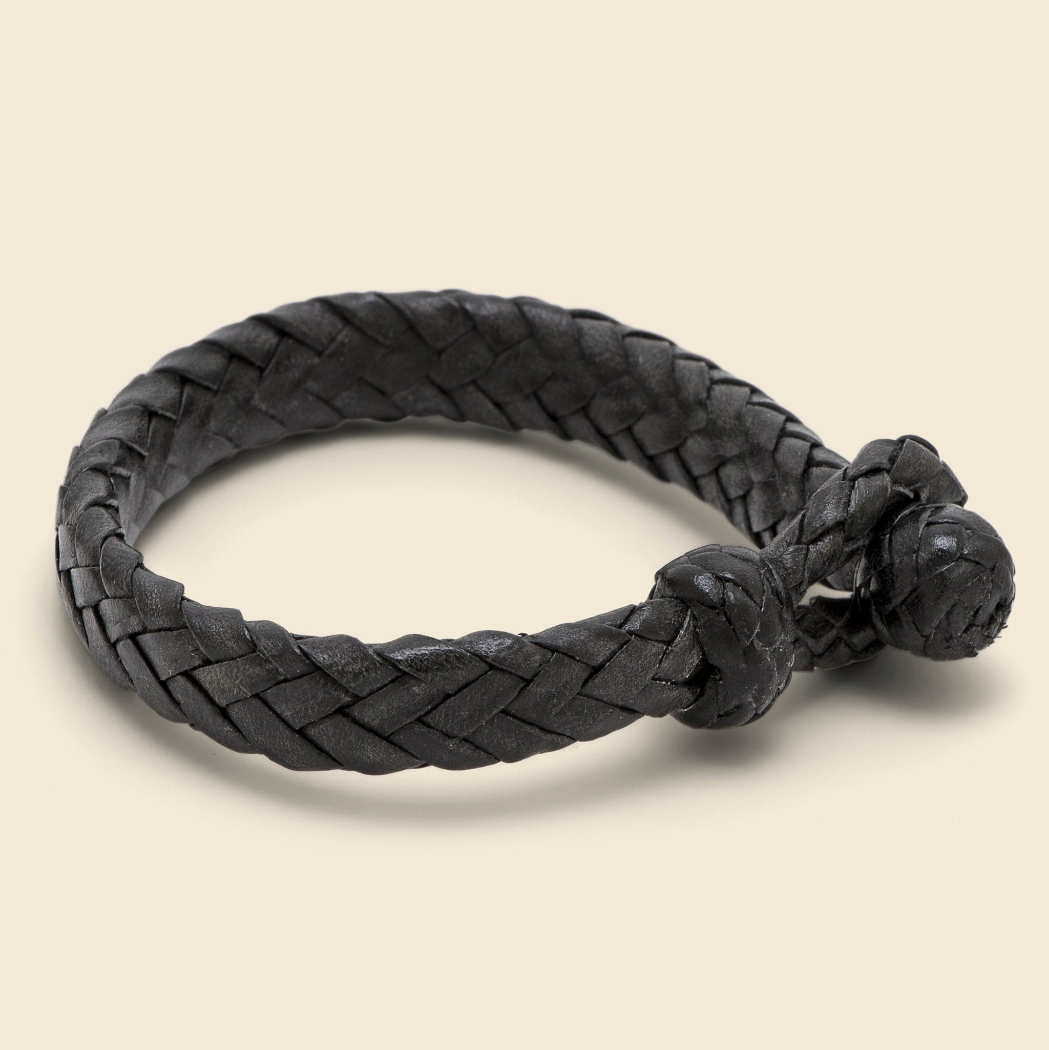 Wide Flat Weaved Bracelet - Black - Image 2