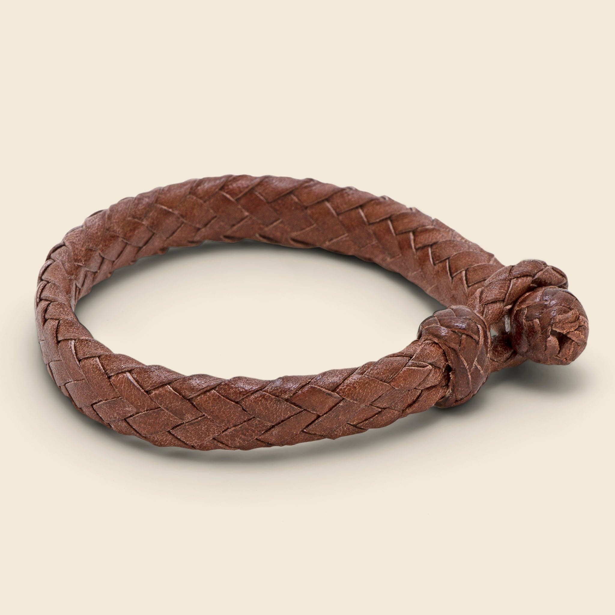 Wide Flat Weaved Bracelet - Brown - Image 2