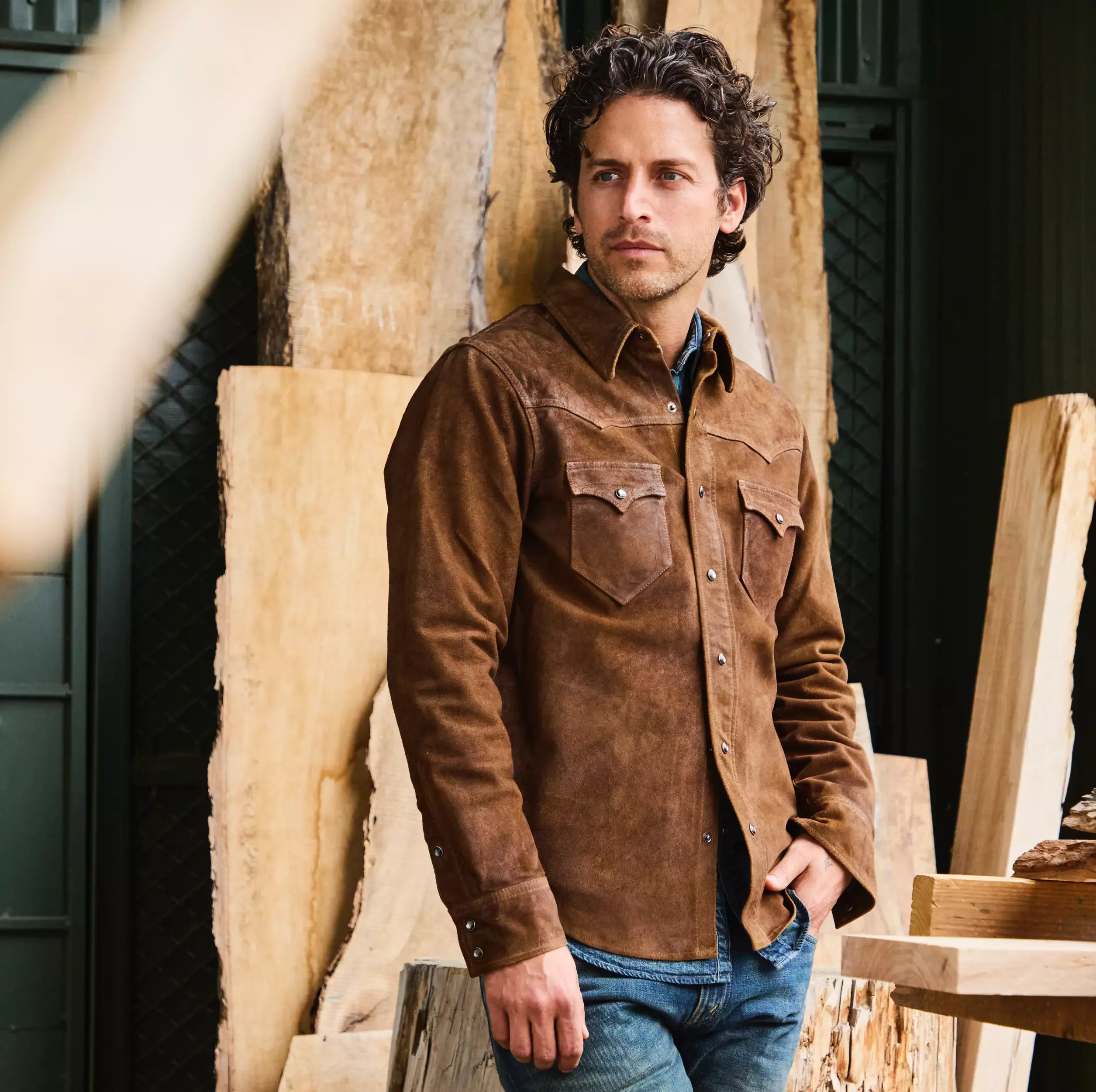 Willett Suede Shirt Jacket - Brown - Image 2