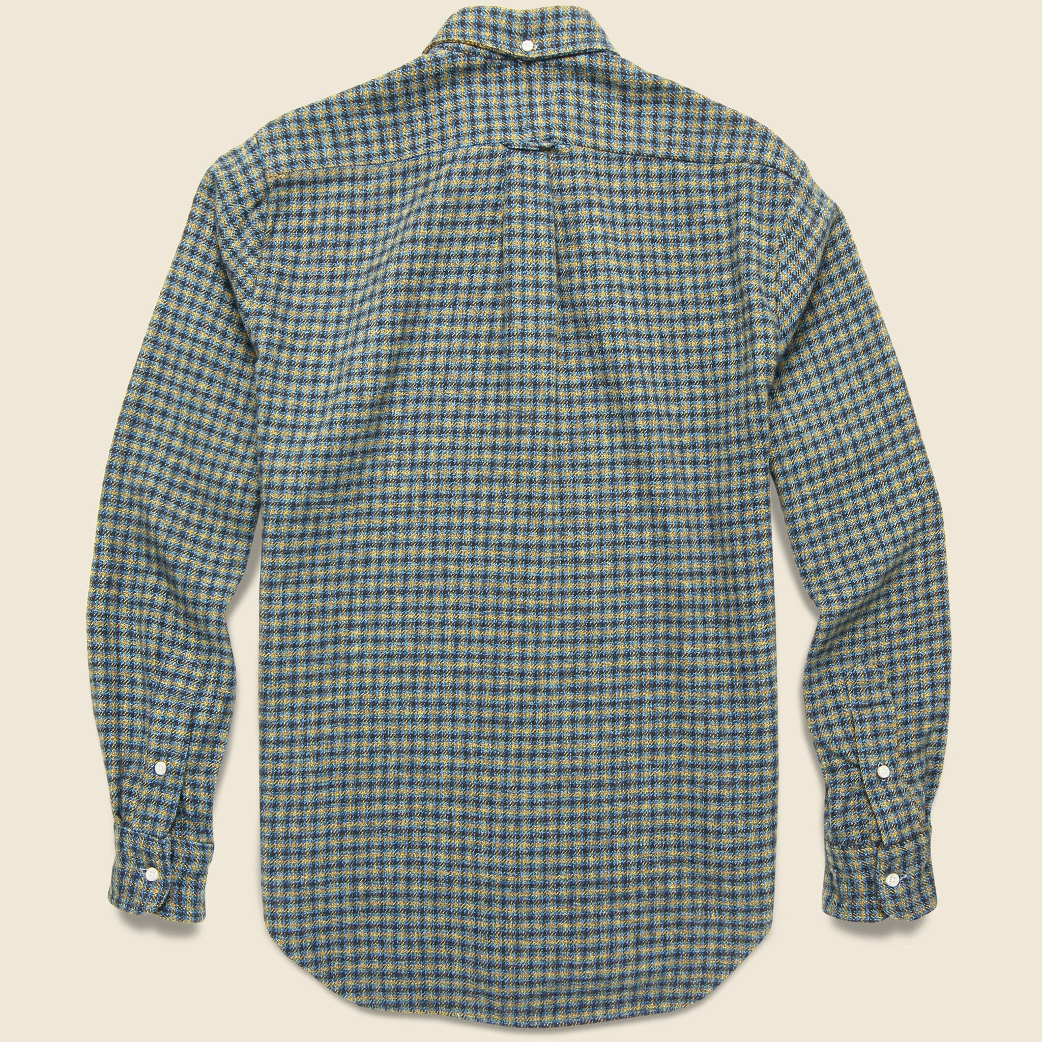 Winter Cotton Tweed Check Shirt - Blue/Yellow - Image 2