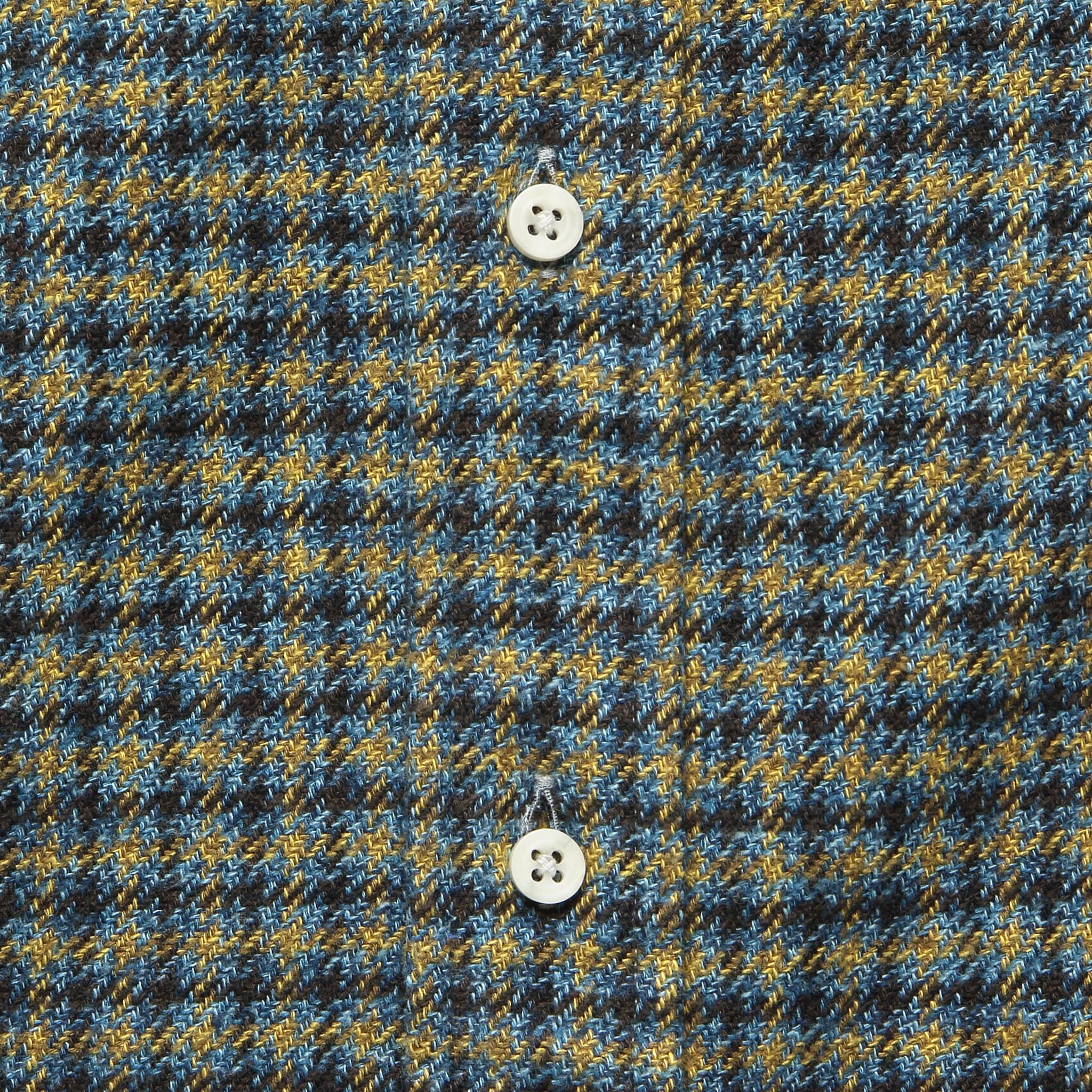 Winter Cotton Tweed Check Shirt - Blue/Yellow - Image 3
