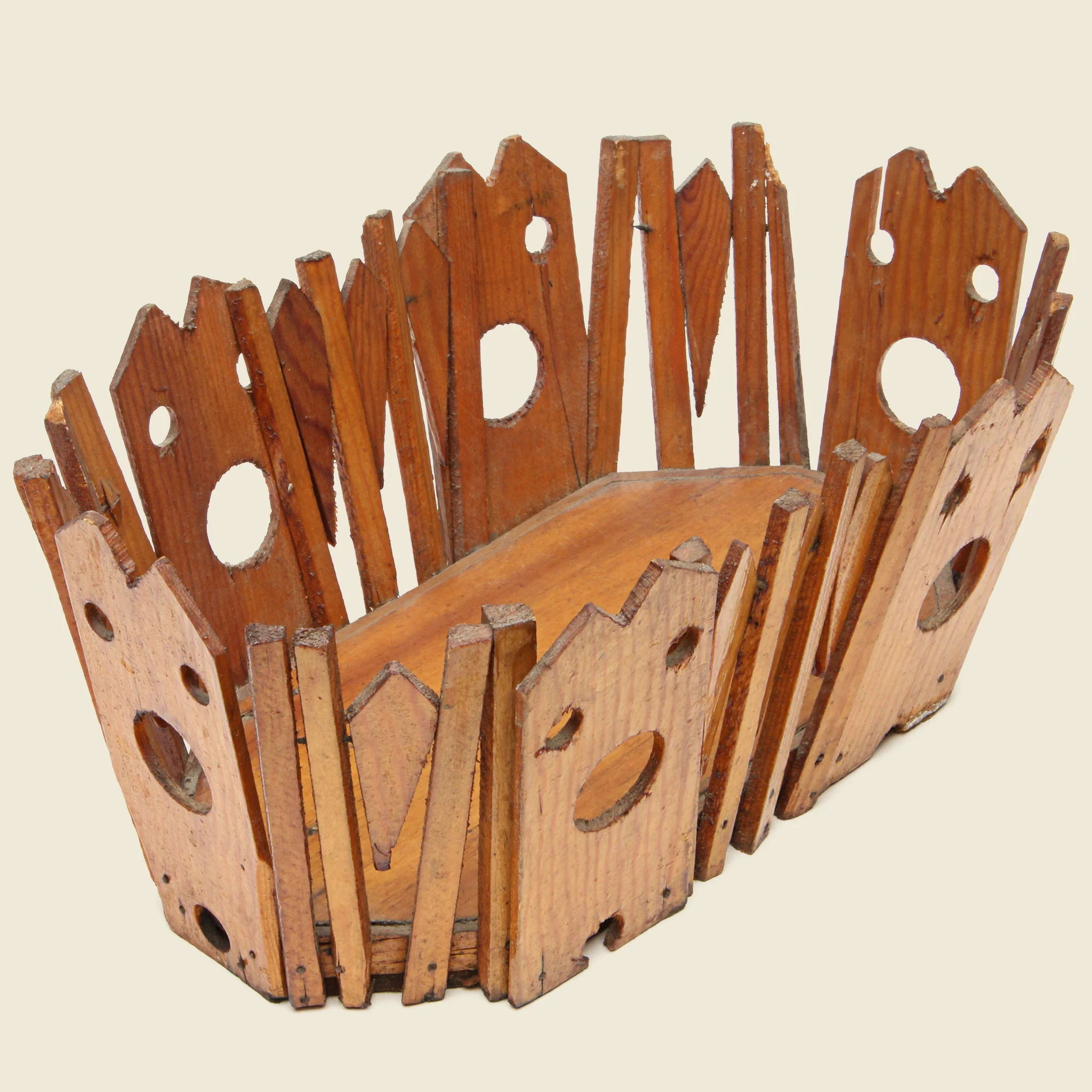 Wooden Folk Art Basket