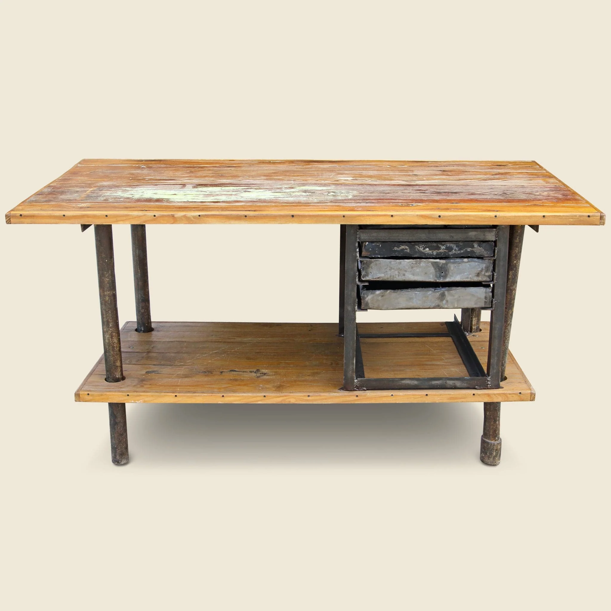Wooden Industrial Table with Metal Drawers - Image 4