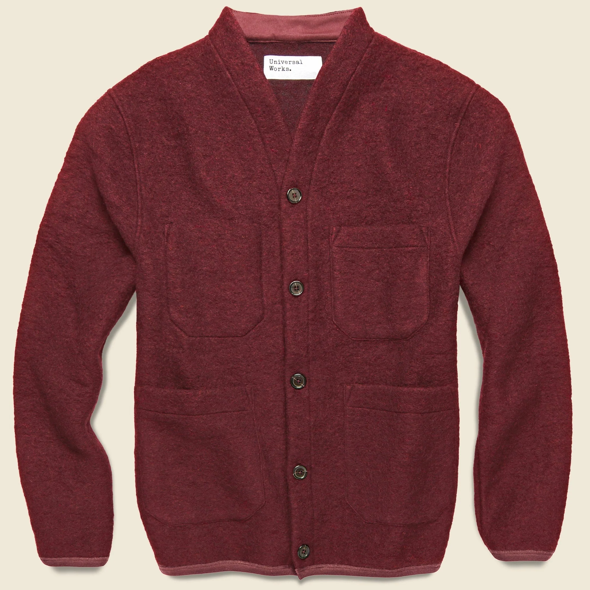 Wool Fleece Cardigan - Berry