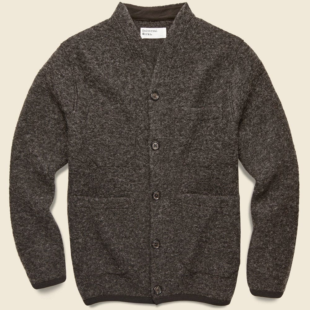 Wool Fleece Cardigan - Brown