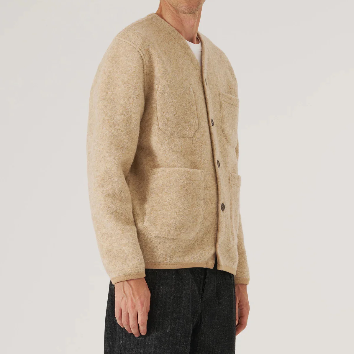 Wool Fleece Cardigan - Fawn - Image 2