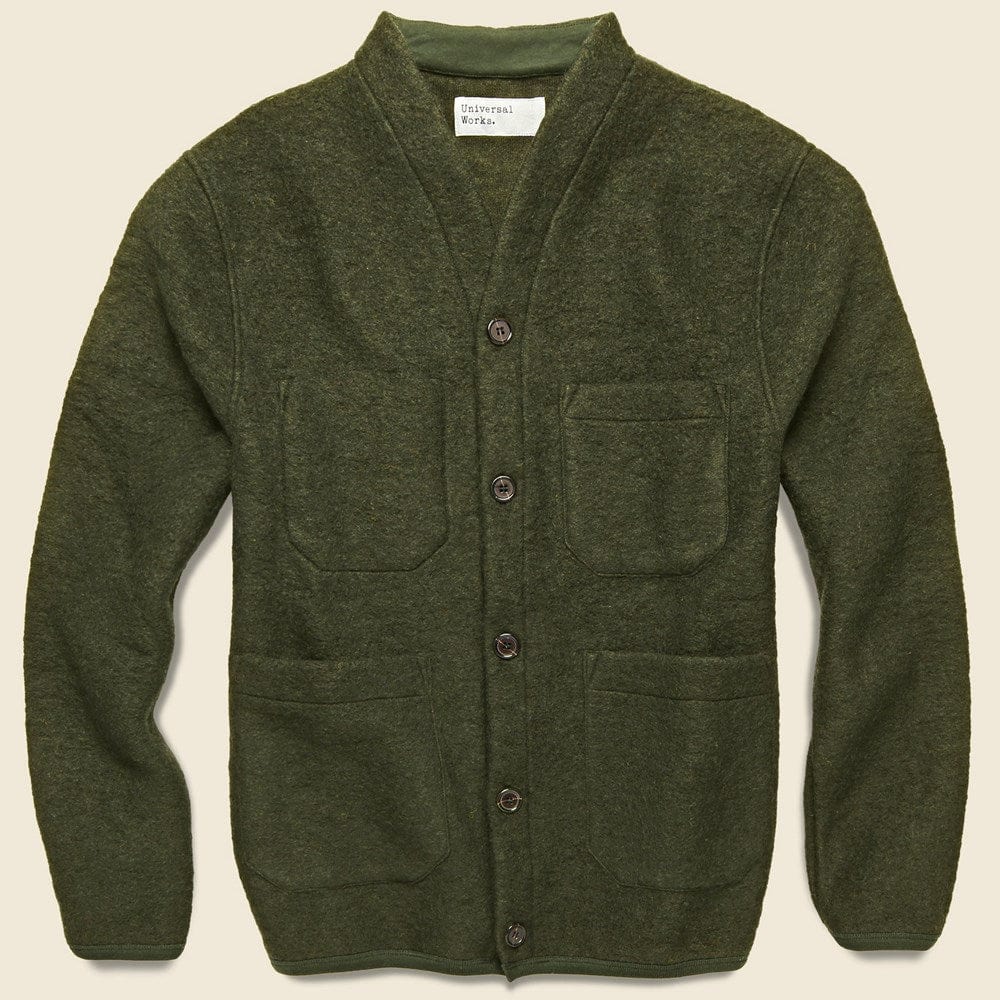 Wool Fleece Cardigan - Olive