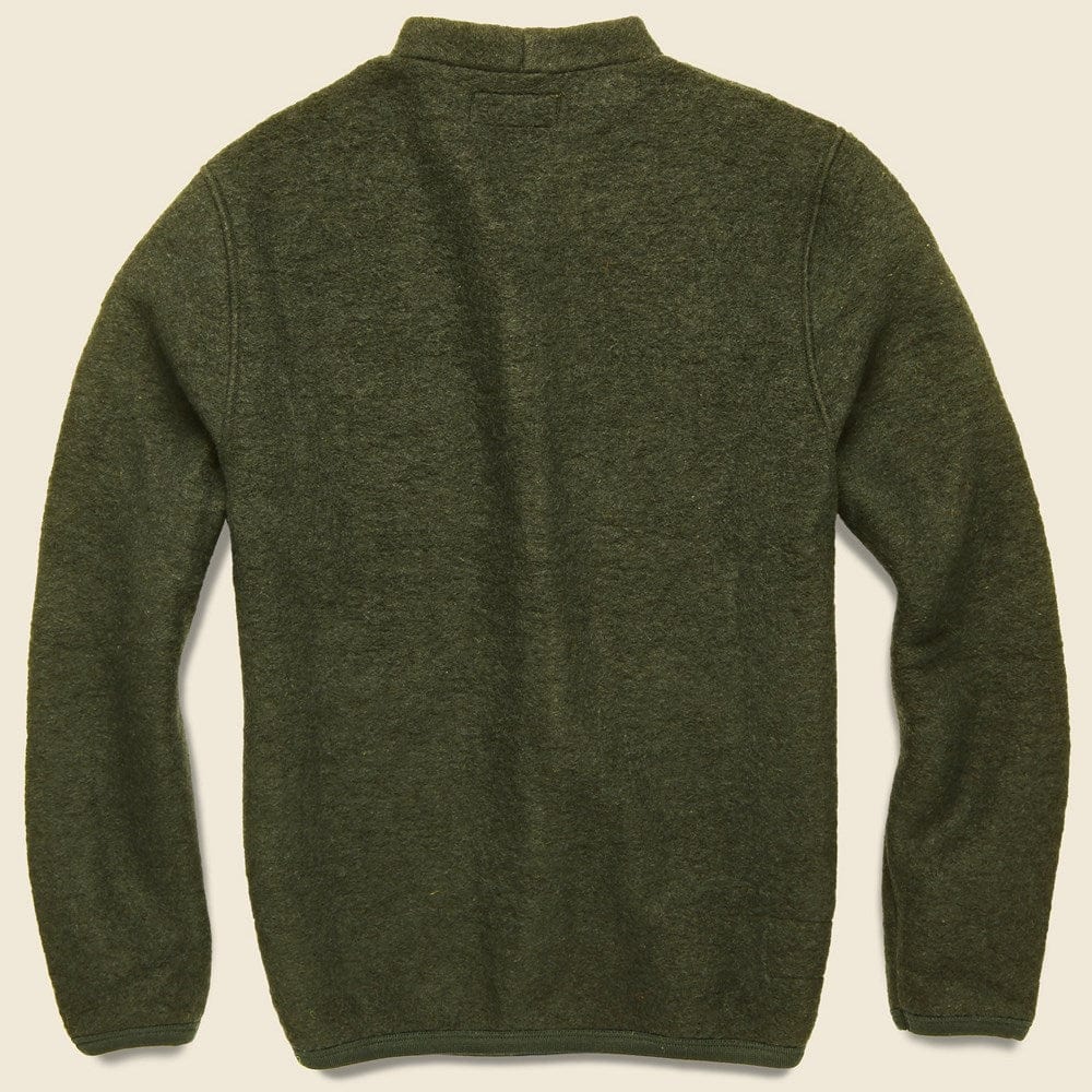 Wool Fleece Cardigan - Olive - Image 3