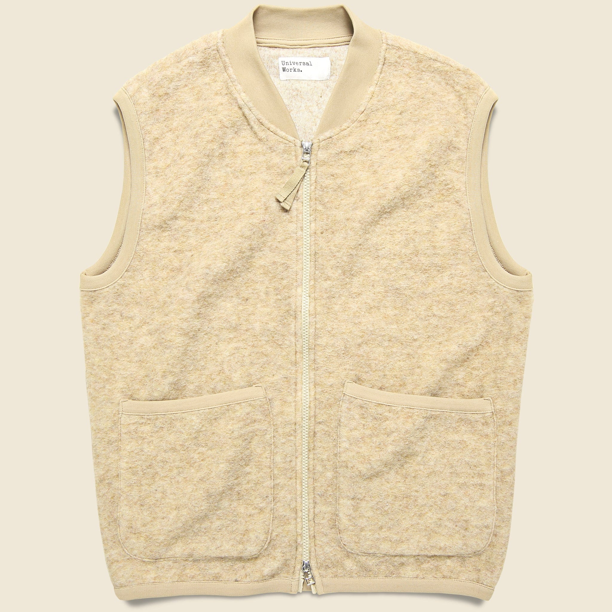 Wool Fleece Zip Waistcoat - Stone