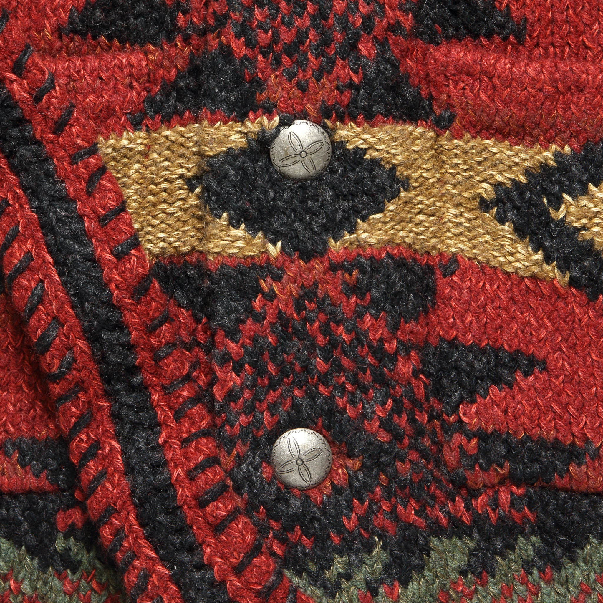 Hand-Knit Ranch Cardigan - Red Multi - Image 3