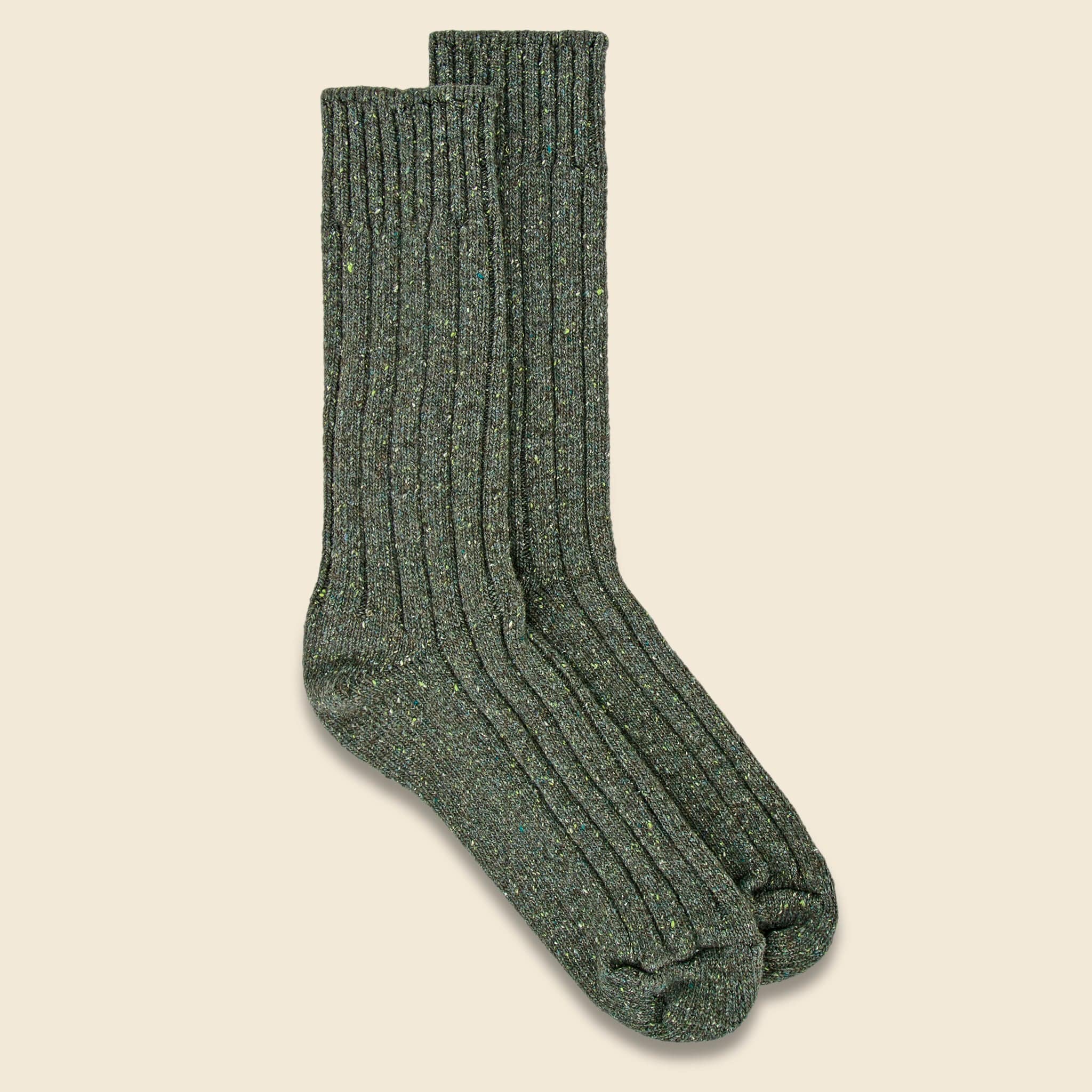 Wool & Silk Boot Sock - Olive