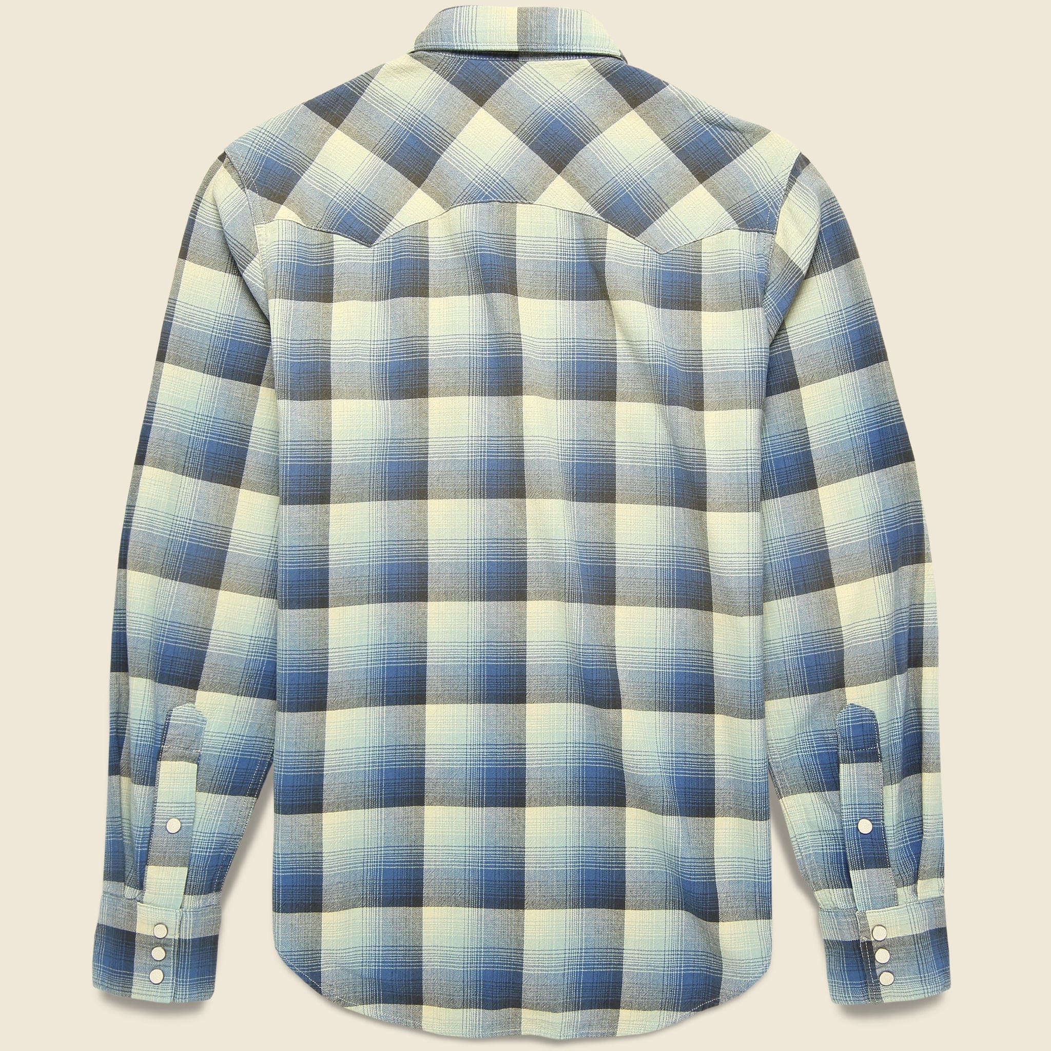 Wrangler Ombre Plaid Western Shirt - Blue - Image 2