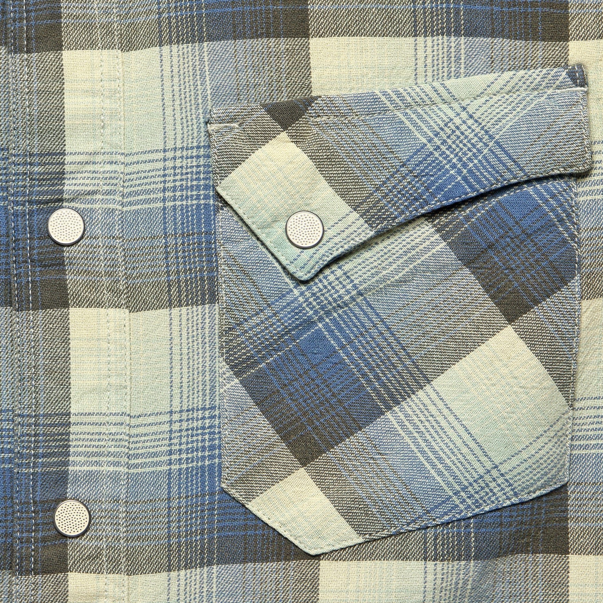 Wrangler Ombre Plaid Western Shirt - Blue - Image 3
