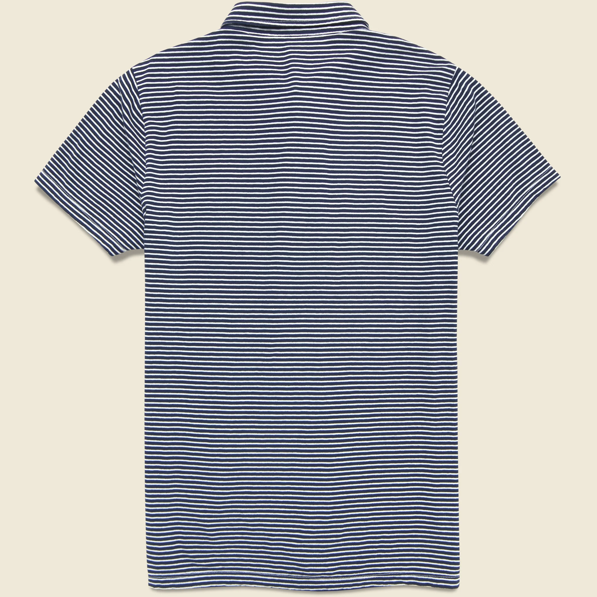 Yarn Dye Jersey Polo - White/Navy - Image 2
