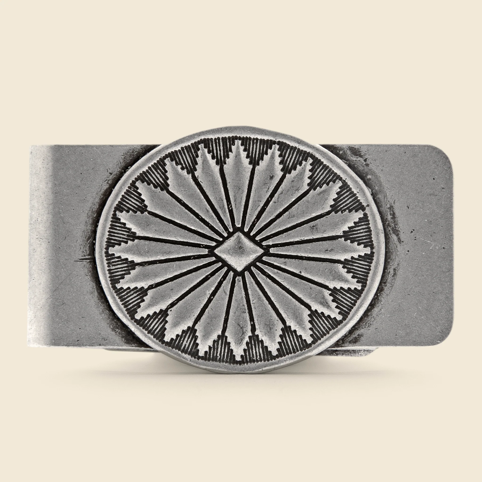 Concho Sunburst Money Clip - Nickel Silver