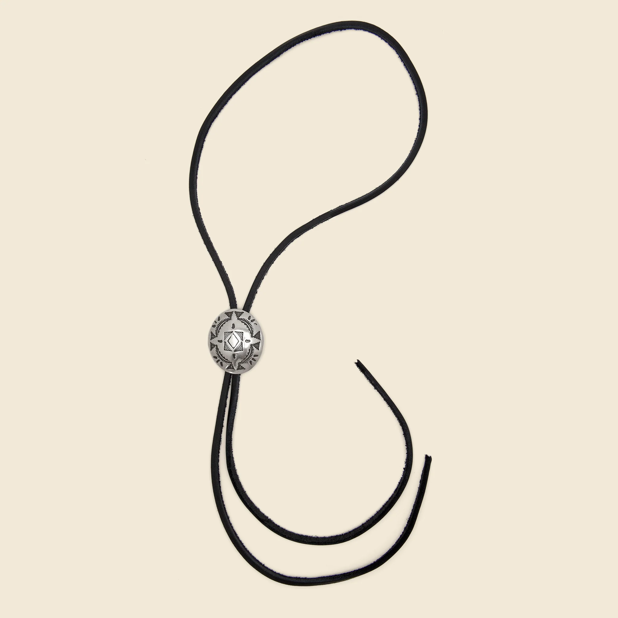 Leather Bolo Tie - Nickel Silver/Leather