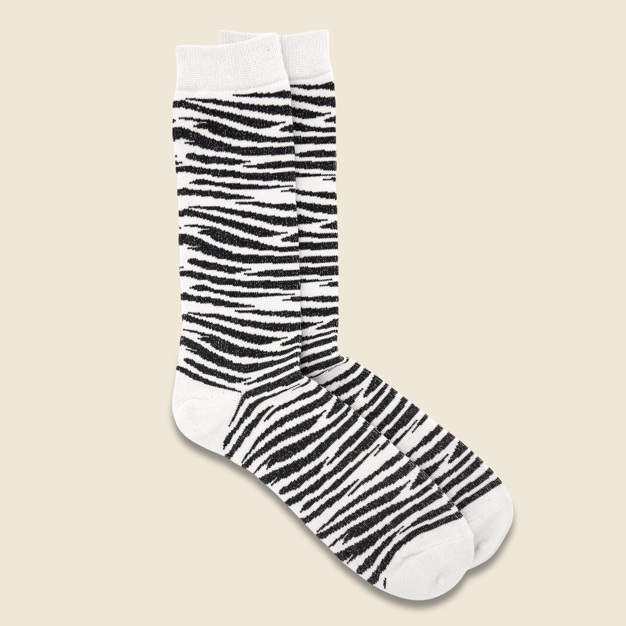 Zebra Crew Sock - Oatmeal