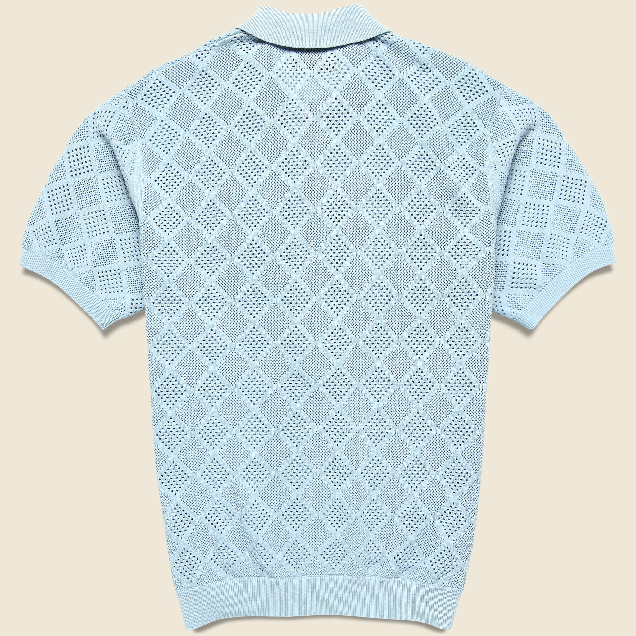 Mesh Zip Polo - Sax - Image 2